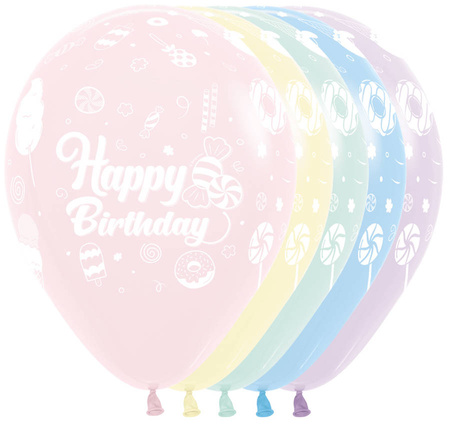 Balon Sempertex Happy Birthday Sweet Pastel 12 cali 1 szt. mix