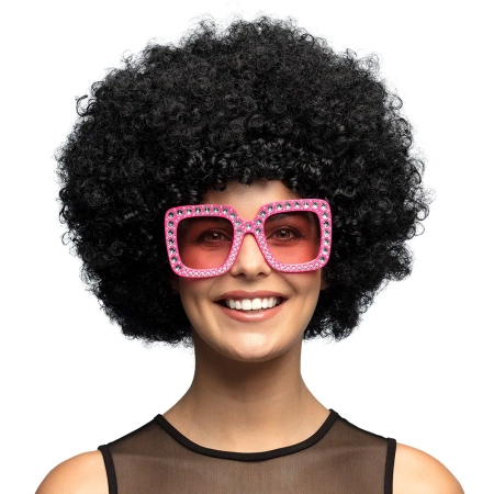 Okulary różowe z cekinami kwadratowe