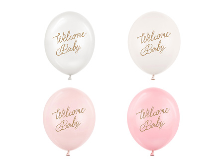 Balon lateksowy pastelowy  Welcome Baby 1 sztuka 12 cali 30 cm różowy mix