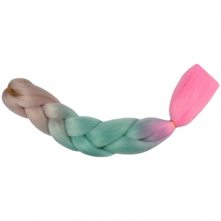 Włosy syntetyczne warkocze warkoczyki 60 cm OMBRE - różowo turkusowe