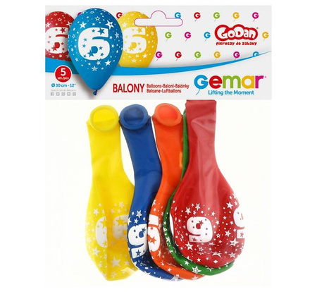 Balon Gemar 12 cali 1 sztuka cyfra 6
