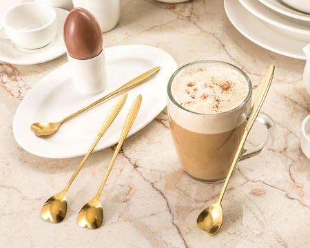 Łyżeczki serca z długą rączką 4 szt. - ZŁOTE