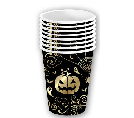 Kubeczki papierowe Dynia Pajęczyny HALLOWEEN 240 ml 6 szt.