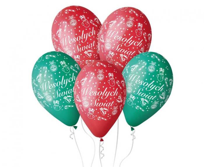 Balony Gemar Wesołych Świąt 12 cali 5 szt