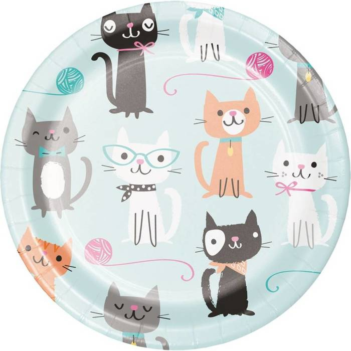 Talerzyki papierowe Purrfect Party Kotki 18 cm 8 szt.