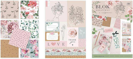 Blok kreatywny A4 z naklejkami Garden motyw roślinny