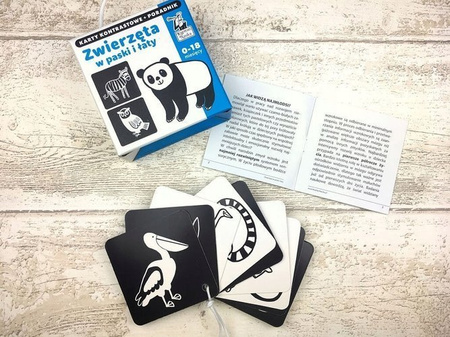 KARTY KONTRASTOWE ZWIERZĘTA W PASKI I ŁATY GRA EDUKACYJNA KAPITAN NAUKA