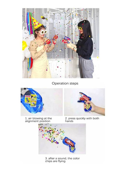 Balon foliowy WYSTRZAŁOWY PISTOLET z konfetti strzelający