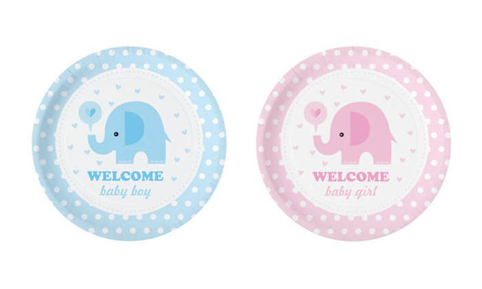 Talerzyki na BABY SHOWER 18 cm SŁONIK