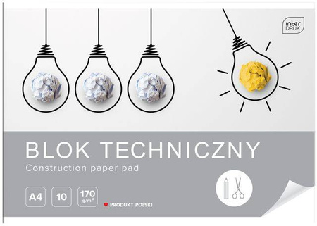 Blok techniczny biały A4 10 kartek