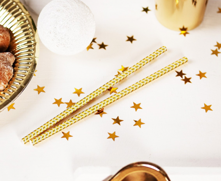 Słomki papierowe metaliczne Szlaczki 12 szt.