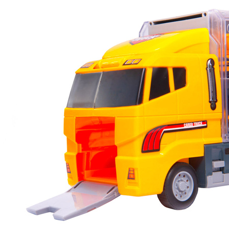 Transporter ciężarówka TIR wyrzutnia + metalowe auta maszyny budowlane