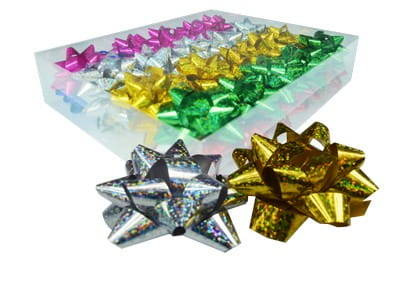 Rozetka kokarda do pakowania prezentów holograficzna 8 cm 1 szt.