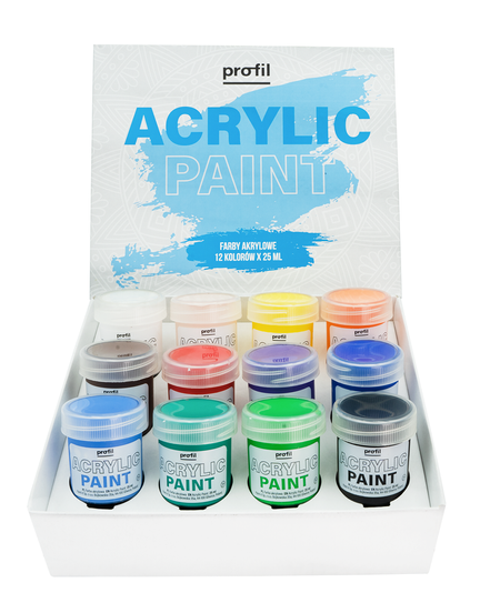 Farby Akrylowe zestaw 12 kolorów x 25ml PROFIL