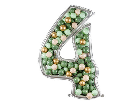 Szablon Forma foliowa do balonów cyfra 4 srebrna, 126 cm