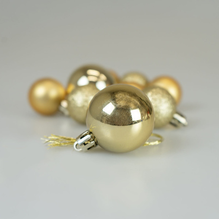 Bombki choinkowe złote w ozdobnej kuli (9 szt.)