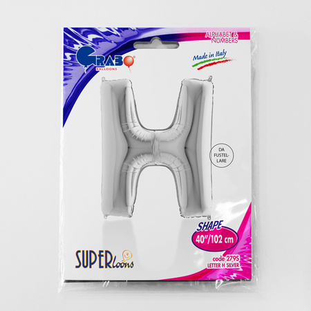 Balon foliowy litera H alfabet srebrna 40 cali