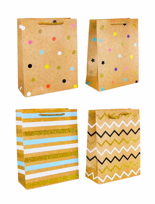 Torebka prezentowa geometryczne wzory rozmiar L 40x31x12 cm Kraft mix wzorów.
