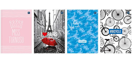 Brulion oprawa półtwarda A4 64 kartkowy w kratke (mix wzorów)