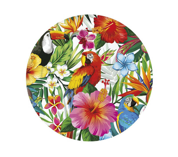Talerzyki papierowe HAWAII hawajskie wzory kwiaty 23cm 6 szt.