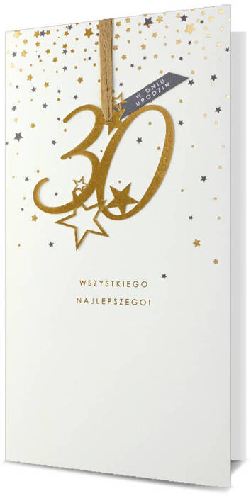 Kartka okolicznościowa z zawieszką 30 urodziny 12x22,5 cm