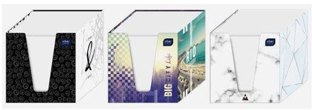 Kostka papierowa BIAŁA 90x90x90mm w kubiku kartonowym MIX wzorów