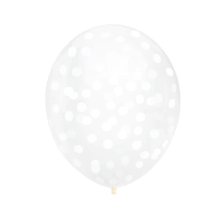 Balon przeźroczysty konfetti papierowe białe 1 szt.