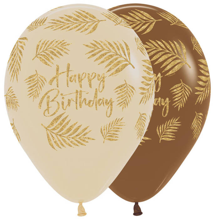 Balon Sempertex Happy Birthday Palmy brokat 12 cali 1 szt. mix