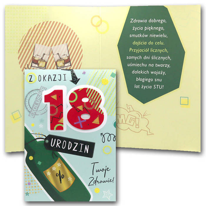 Kartka okolicznościowa Z OKAZJI 18 URODZIN