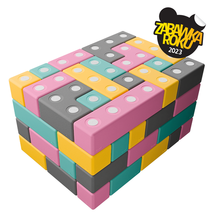 Duże klocki piankowe magnetyczne TUKI zestaw BUILDER 76 elementów