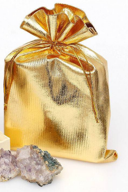 Woreczki woreczek metaliczny do pakowania prezentów ZŁOTY 10x13 cm