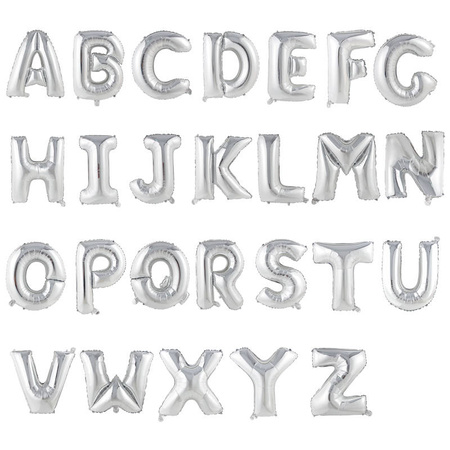 Balon foliowy alfabet LITERA SREBRNA 32 cale 57 cm (NA HEL)