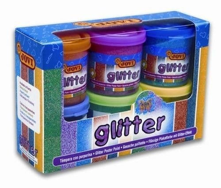 Farby Plakatowe Z Brokatem 6 Kolorów x 55ml Jovi