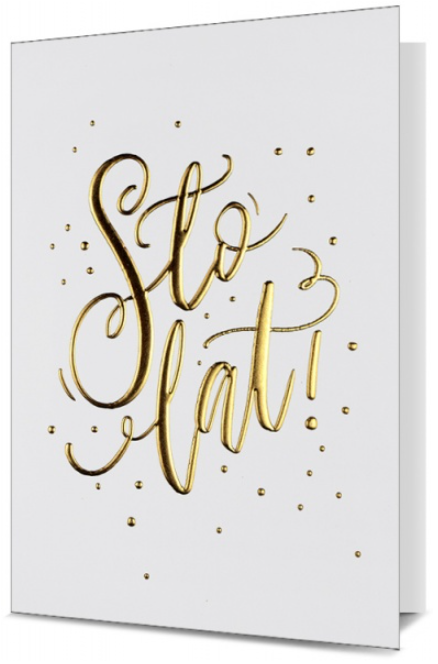 Kartka okolicznościowa urodzinowa biała Sto lat!