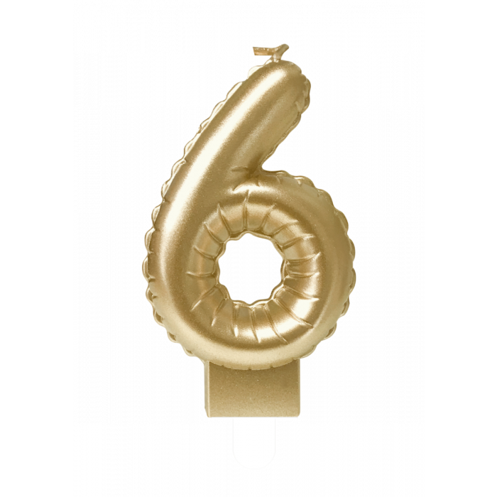 Świeczka urodzinowa cyfra 6 jak balon foliowy złota