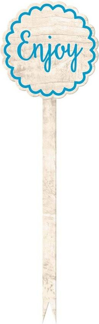 Pikery toppery okrągłe napis Enjoy dekoracje na tort muffinki 12szt