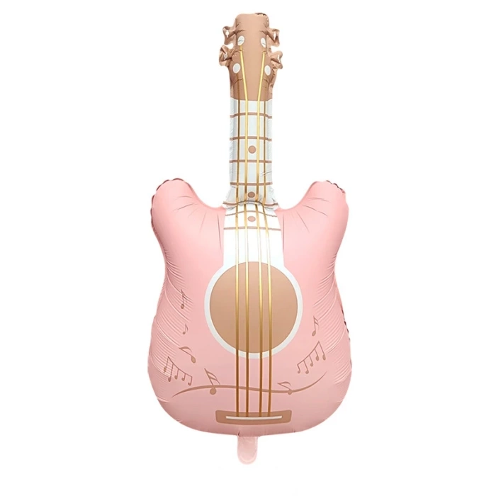 Gitara balon foliowy pastelowa różowa 46x89,5 cm