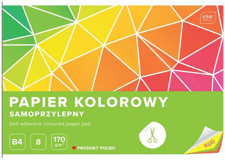 Zeszyt papierów kolorowych samoprzylepnych B4 FLUO 8 kartek