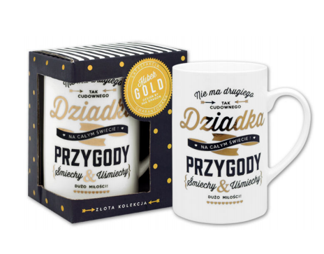 Kubek na prezent upominek Dzień Dziadka czarno złoty