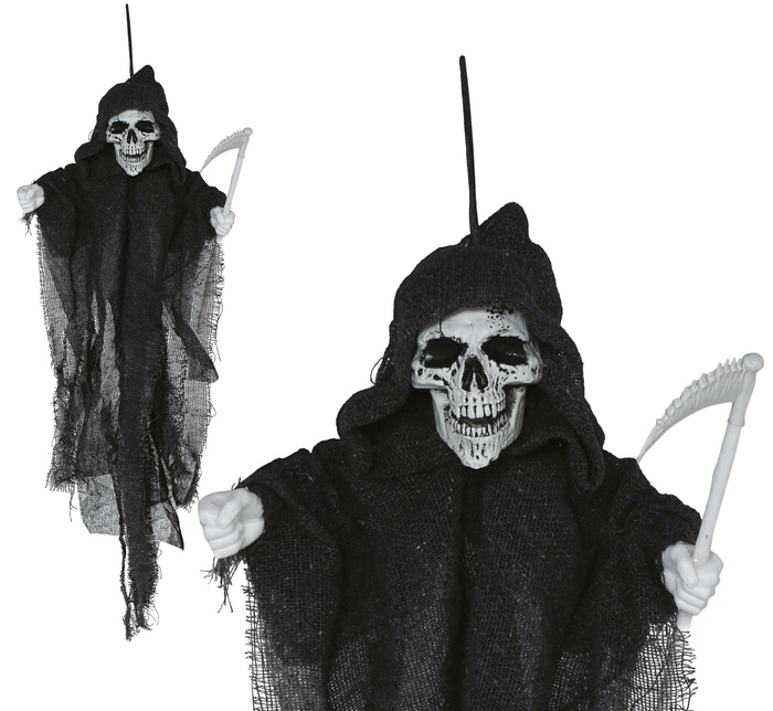 Dekoracja wisząca Kościotrup szkielet z kosą halloween 50 cm