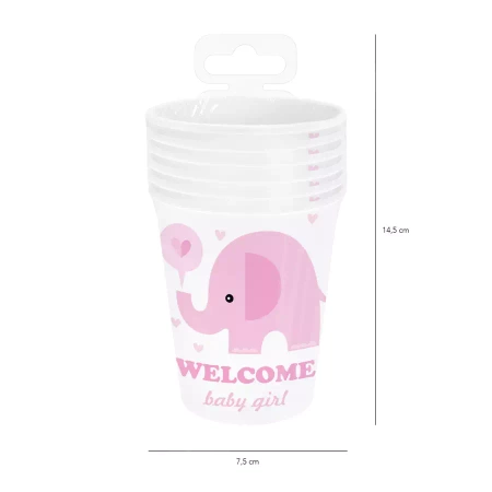 Kubeczki papierowe BABY SHOWER 6 szt. SŁONIK