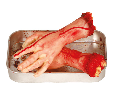 Ucięta, zakrwawiona ręka dłoń zakrwawiona Halloween 30 cm