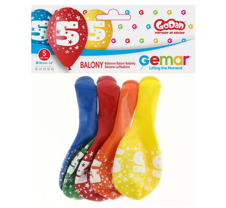 Balon Gemar 12 cali 1 sztuka cyfra 5