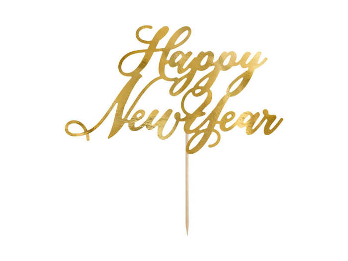 Topper dekoracyjny na tort Happy New Year złoty