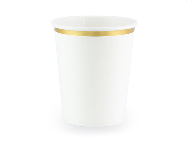 Kubeczki papierowe ze złotym zdobieniem 260 ml 6 szt