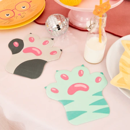 Serwetki papierowe kolorowe łapki kotka 12 szt.