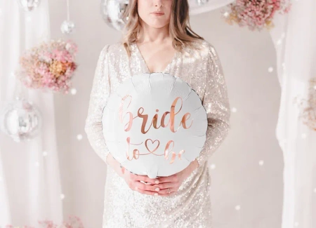Balon foliowy okrągły biały Bride to be wieczór panieński 18 cali