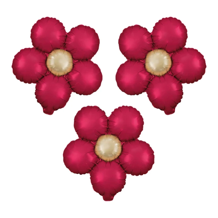 Balon foliowy Kwiat czerwony matowy do girland 45 cm 3 szt.