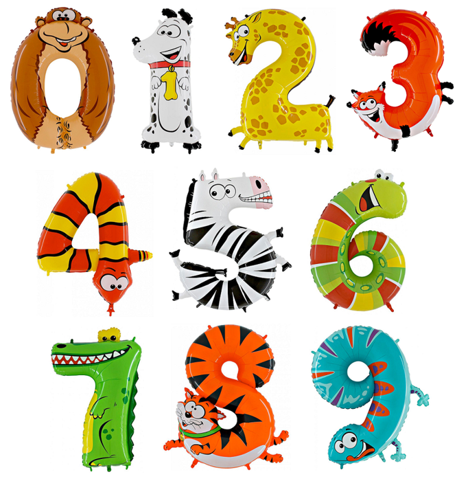 BALON foliowy CYFRA Animal Zwierzaki dla dzieci 100 cm
