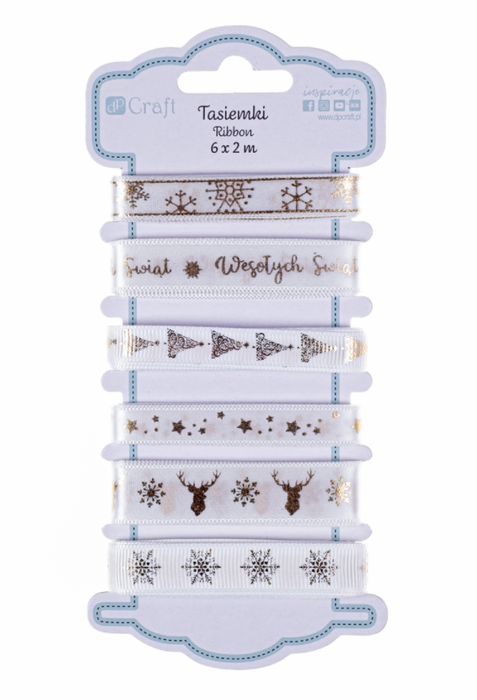 Tasiemka satynowa wstążka 6 x 2m Świąteczna Christmas